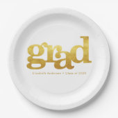 白色目盛はっきりした金ゴールド箔タイポグラフィモダン ペーパープレート (正面)