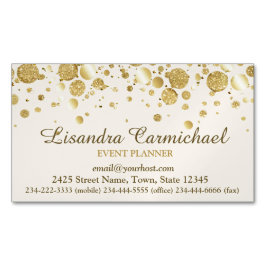 白色磁気ビジネスカード上の金箔紙吹雪 マグネット名刺
