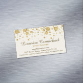 白色磁気ビジネスカード上の金箔紙吹雪 マグネット名刺 (インサイチュ)