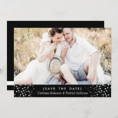 白色紙吹雪写真セーブ・ザ・デート案内 招待状 (正面/裏面)