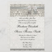 白色結婚式招待状伝統的テンプレート 招待状 (正面/裏面)