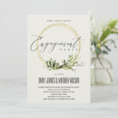 白色緑葉水彩婚約 招待状 (スタンド正面)