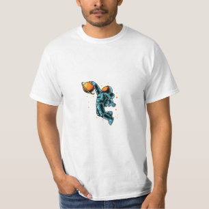 白色背景宇宙飛行士 Tシャツ