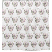 白色薄紫熱風船パターン シャワーカーテン (正面)