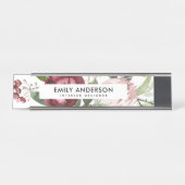 白色赤面ピンクブルゴーニュプロテアフローラ水彩 デスクネームプレート (正面)