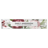 白色赤面ピンクブルゴーニュプロテアフローラ水彩 デスクネームプレート (正面)