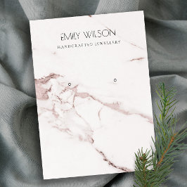 白色赤面ピンクマーブル質感イヤリングディスプレイ 名刺