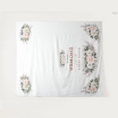 白色赤面フローラバラ金ゴールドブライダルシャワープロップ タペストリー (正面(横))