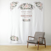 白色赤面フローラバラ金ゴールドブライダルシャワープロップ タペストリー (インサイチュ)