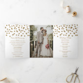 白色金ゴールドグリッター紙吹雪結婚写真 三つ折りプログラム (内部)