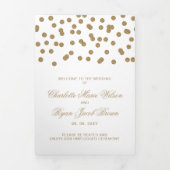 白色金ゴールドグリッター紙吹雪結婚写真 三つ折りプログラム (カバー)