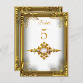 白色金ゴールドテーブル番号座席座席表 ポストカード (正面/裏面)