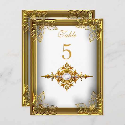 白色金ゴールドテーブル番号座席座席表 ポストカード (正面/裏面)