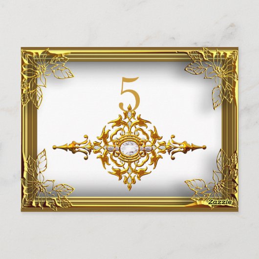 白色金ゴールドテーブル番号座席座席表 ポストカード (裏面)