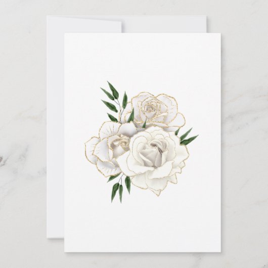 白色金ゴールドバラフローラフォーマル結婚式招待状 招待状 (裏面)