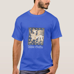 白色金ゴールドファンタジーグリフィン(青) Tシャツ