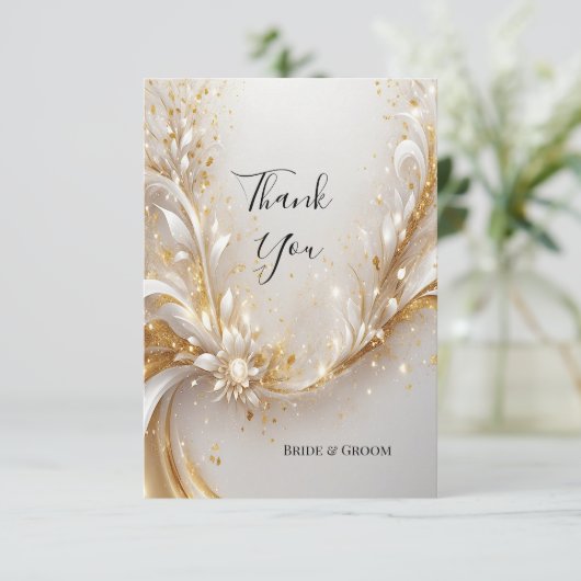 白色金ゴールドフローラサンキューカード サンキューカード (スタンド正面)
