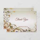 白色金ゴールドフローラサンキューカード サンキューカード (正面/裏面)