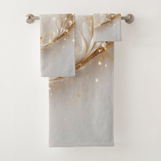 白色金ゴールドフローラタオルセット バスタオルセット (インサイチュ)
