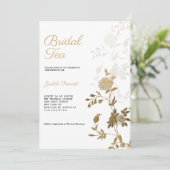 白色金ゴールドフローラブライダル茶パーティーブライダルシャワー 招待状 (スタンド正面)