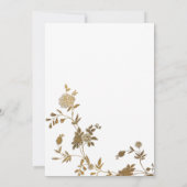 白色金ゴールドフローラブライダル茶パーティーブライダルシャワー 招待状 (裏面)