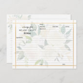 白色金ゴールドフローラレシピカード ポストカード (正面/裏面)