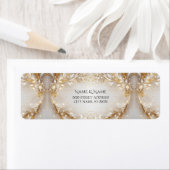 白色金ゴールドフローラ差出人住所ラベル ラベル (インサイチュ)