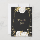 白色金ゴールドフローラ幾何黒サンキューカード サンキューカード (正面)