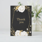 白色金ゴールドフローラ幾何黒サンキューカード サンキューカード (スタンド正面)