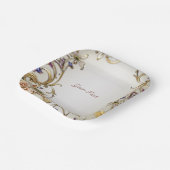 白色金ゴールドフローラ紙プレート ペーパープレート (傾斜あり)