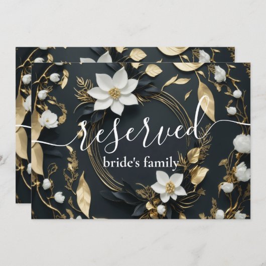 白色金ゴールドフローラ結婚リースの予約記号 (正面/裏面)