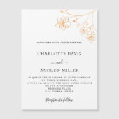 白色金ゴールドフローラ結婚式招待状磁石 (正面)