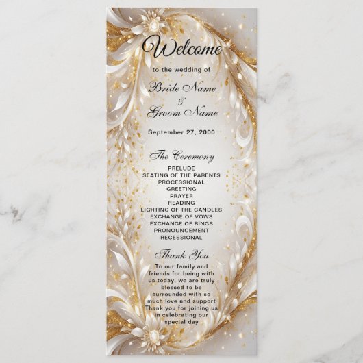 白色金ゴールドフローラ結婚式 プログラム (正面)