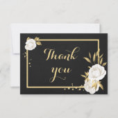 白色金ゴールドフローラ黒サンキューカード サンキューカード (正面)