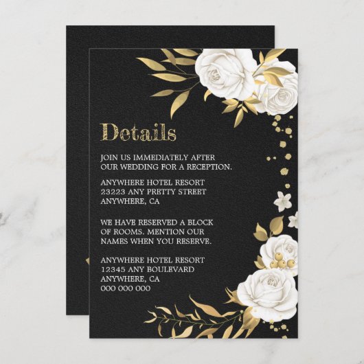 白色金ゴールドフローラ黒詳細エンクロージャカード エンクロージャーカード (正面/裏面)