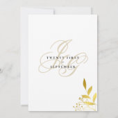 白色金ゴールドモノグラムイニシャルフローラ結婚グラム 招待状 (裏面)