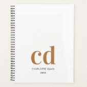 白色金ゴールドモノグラムイニシャルモダン2026 プランナー手帳 (正面)