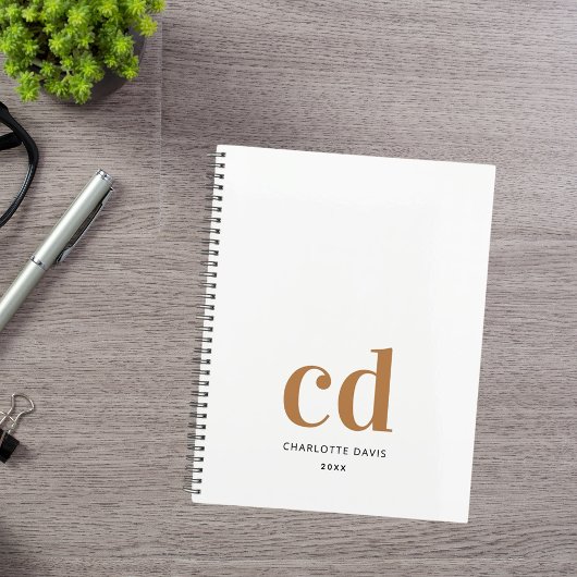 白色金ゴールドモノグラムイニシャルモダン2026 プランナー手帳