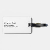 白色金ゴールドモノグラム名イニシャル モダン ラゲッジタグ (裏面横)