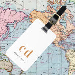 白色金ゴールドモノグラム名イニシャル モダン ラゲッジタグ<br><div class="desc">クラシックシックな白の背景。モノグラムのイニシャルを書、金のブロック文字と黒と金色の名前でパーソナライズして追加する。モダン、トレンディーとシンプル。戻る:情報を連絡追加する。</div>