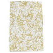 白色金ゴールド紙吹雪誕生日 ミディアムペーパーバッグ (正面)