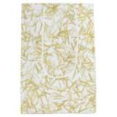 白色金ゴールド紙吹雪誕生日 ミディアムペーパーバッグ (裏面)