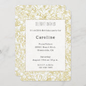 白色金ゴールド紙吹雪50誕生日 招待状 (正面/裏面)