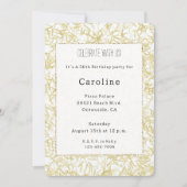 白色金ゴールド紙吹雪50誕生日 招待状 (正面)