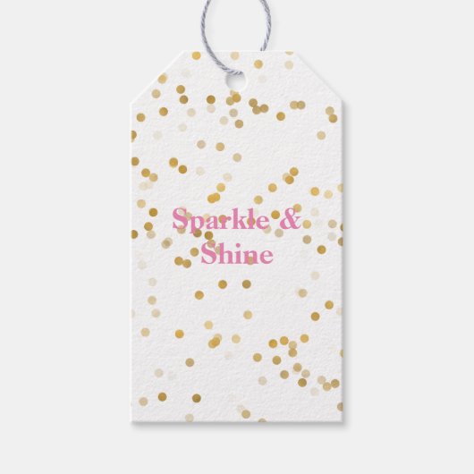 白色金ゴールド紙吹雪 ギフトタグ (正面)
