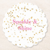 白色金ゴールド紙吹雪 ペーパーコースター (正面)