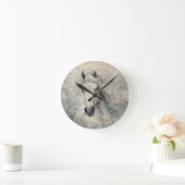 白色金ゴールド馬好き ラウンド壁時計 (ホーム)