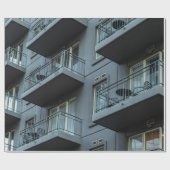 白色金属建物付き白色コンクリート柵 ラッピングペーパー (フラット)