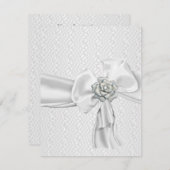 白色銀バラ金属宝石リボンイベント 招待状 (正面/裏面)