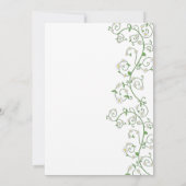 白色開花つる植物シャワー招待状フラットカード (裏面)